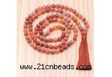 GMN8828 Hand-Knotted 8mm, 10mm Fire Agate 108 Beads Mala Necklace