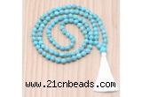 GMN8840 Hand-Knotted 8mm, 10mm Blue Howlite 108 Beads Mala Necklace