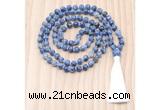 GMN8841 Hand-Knotted 8mm, 10mm Blue Spot Stone 108 Beads Mala Necklace