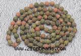 GMN920 Hand-knotted 8mm, 10mm matte unakite 108 beads mala necklaces