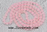 GMN929 Hand-knotted 8mm, 10mm matte rose quartz 108 beads mala necklaces