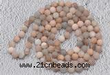 GMN932 Hand-knotted 8mm, 10mm matte sunstone 108 beads mala necklaces