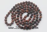 GMN934 Hand-knotted 8mm, 10mm matte red tiger eye 108 beads mala necklaces