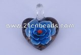 LP04 16*30*38mm heart inner flower lampwork glass pendants