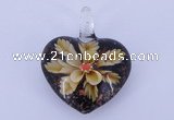 LP07 15*32*41mm heart inner flower lampwork glass pendants