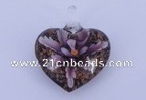 LP08 16*32*40mm heart inner flower lampwork glass pendants