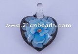 LP09 16*30*40mm heart inner flower lampwork glass pendants