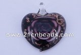 LP12 13*38*43mm heart inner flower lampwork glass pendants
