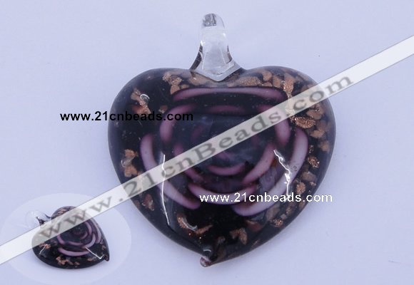 LP12 13*38*43mm heart inner flower lampwork glass pendants