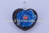 LP15 15*30*38mm heart inner flower lampwork glass pendants