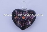 LP17 16*33*42mm heart inner flower lampwork glass pendants