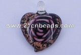 LP23 14*34*45mm heart inner flower lampwork glass pendants