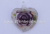 LP24 11*37*45mm heart inner flower lampwork glass pendants