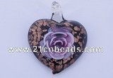 LP25 15*40*50mm heart inner flower lampwork glass pendants