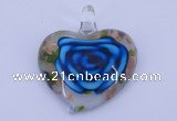 LP27 12*38*43mm heart inner flower lampwork glass pendants