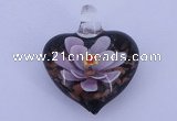 LP28 16*31*35mm heart inner flower lampwork glass pendants