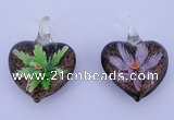 LP29 16*32*42mm heart inner flower lampwork glass pendants