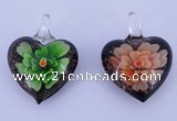 LP30 16*31*41mm heart inner flower lampwork glass pendants