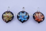 LP33 16*30*45mm heart inner flower lampwork glass pendants