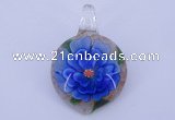 LP35 14*30*45mm heart inner flower lampwork glass pendants