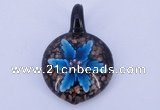 LP36 13*30*45mm heart inner flower lampwork glass pendants