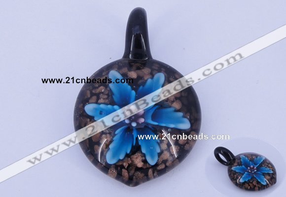 LP36 13*30*45mm heart inner flower lampwork glass pendants