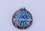 LP50 13*34*47mm flat round inner flower lampwork glass pendants