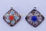 LP55 12*38*48mm diamond inner flower lampwork glass pendants