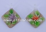 LP56 12*38*48mm diamond inner flower lampwork glass pendants