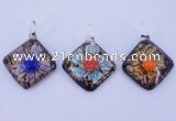 LP57 12*36*46mm diamond inner flower lampwork glass pendants