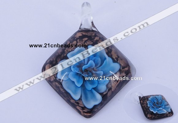 LP59 12*38*48mm diamond inner flower lampwork glass pendants