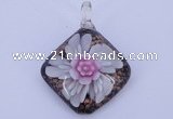 LP60 12*38*48mm diamond inner flower lampwork glass pendants