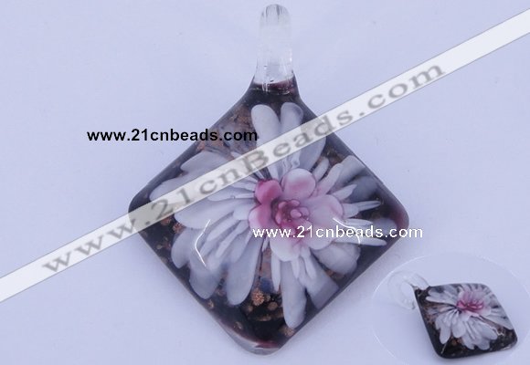 LP62 12*39*50mm diamond inner flower lampwork glass pendants