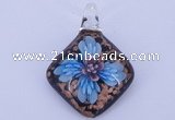 LP64 14*32*53mm diamond inner flower lampwork glass pendants