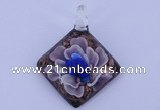 LP65 12*38*48mm diamond inner flower lampwork glass pendants