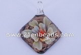 LP67 12*38*48mm diamond inner flower lampwork glass pendants