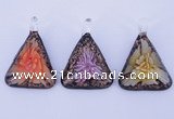 LP72 11*33*47mm triangle inner flower lampwork glass pendants