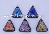 LP73 11*33*47mm triangle inner flower lampwork glass pendants