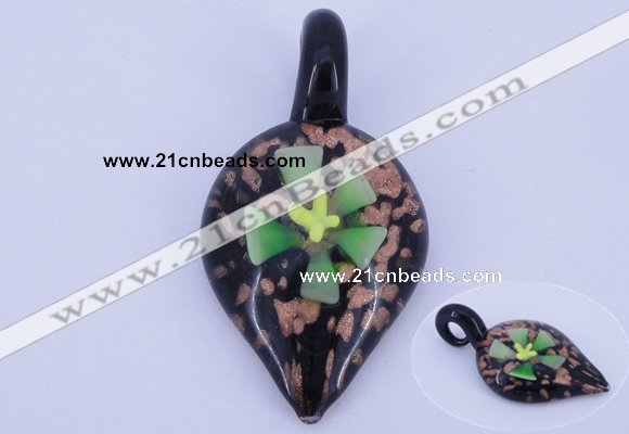 LP83 12*30*57mm leaf inner flower lampwork glass pendants