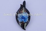 LP84 13*26*58mm leaf inner flower lampwork glass pendants