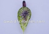 LP89 11*26*65mm leaf inner flower lampwork glass pendants