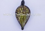 LP90 13*25*53mm leaf inner flower lampwork glass pendants