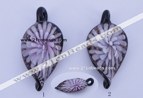 LP94 11*27*54mm leaf inner flower lampwork glass pendants