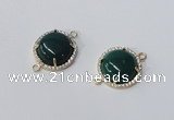 NGC1017 15mm flat round agate gemstone connectors wholesale