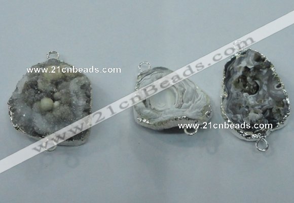 NGC105 25*35mm - 30*40mm freeform druzy agate connectors wholesale