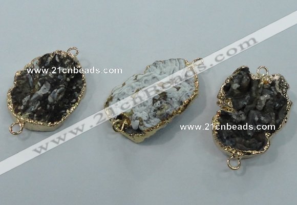 NGC106 25*35mm - 30*40mm freeform druzy agate connectors wholesale