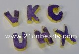 NGC1067 20*25mm - 25*30mm letter druzy agate connectors wholesale