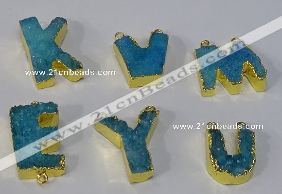 NGC1069 20*25mm - 25*30mm letter druzy agate connectors wholesale