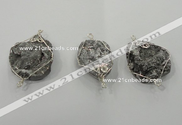 NGC108 25*30mm - 35*40mm freeform druzy agate connectors wholesale
