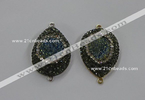 NGC1102 25*35mm teardrop druzy agate connectors wholesale